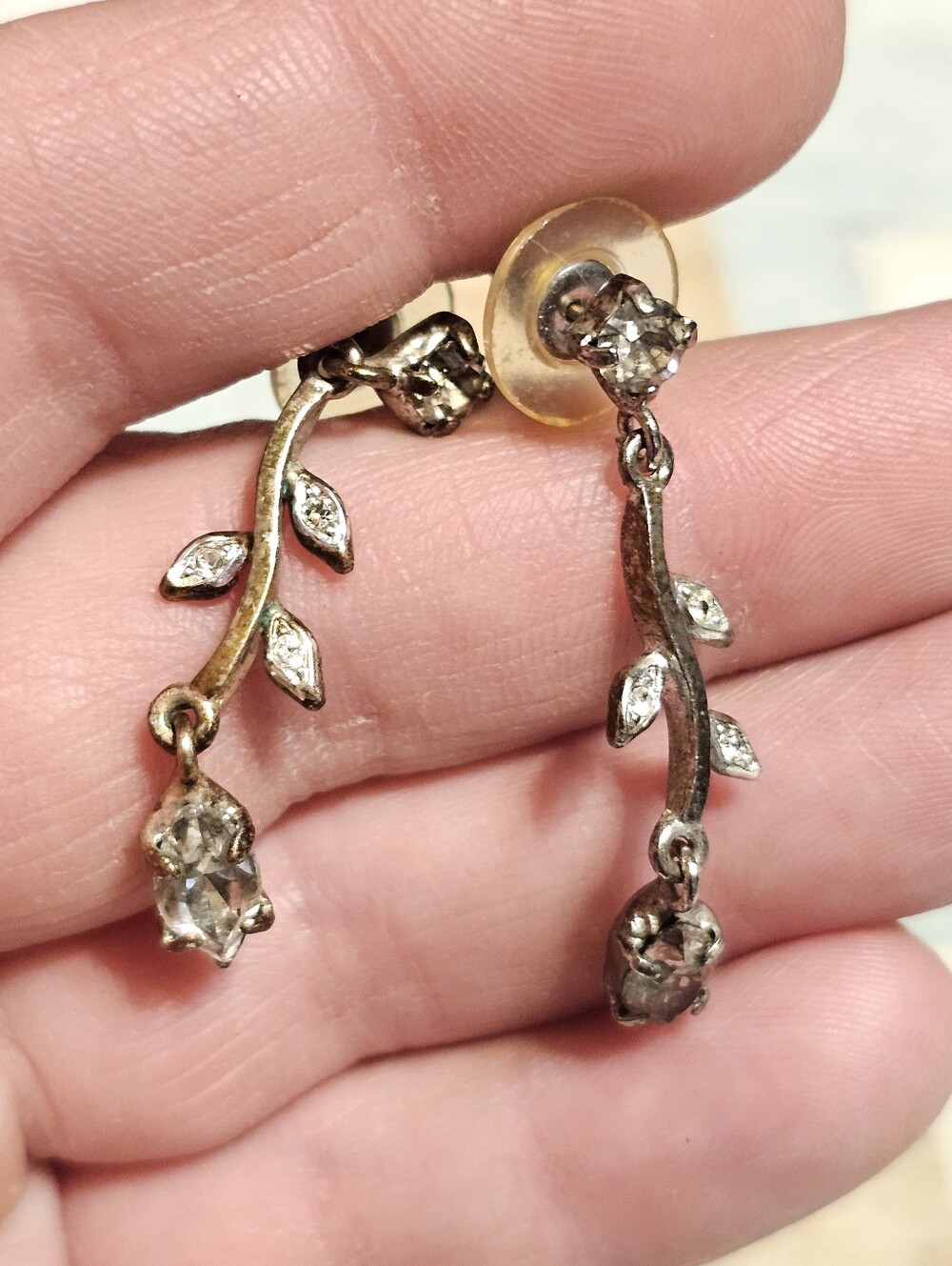 Dangle Drop Leaf Earrings With 14k Gold Posts